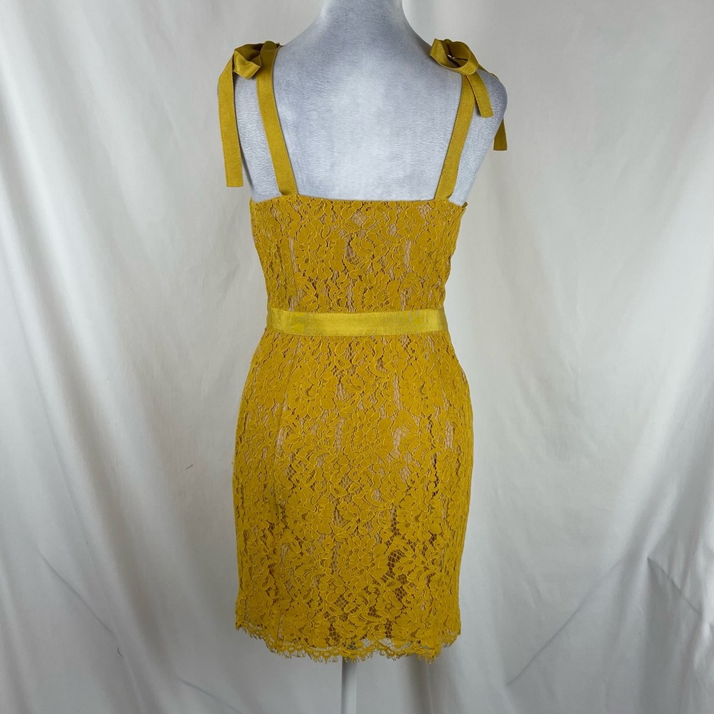 Endless Rose Mustard Lace Tie-Shoulder Mini Dress - Picture 5 of 14